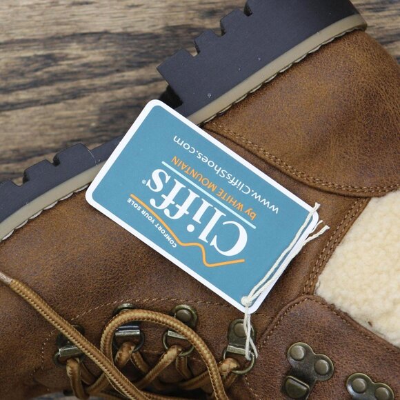 NWT Cliffs By White Mountain Pathfield Lace-up Hiker Style Bootie Light Brown 7W - Picture 9 of 9